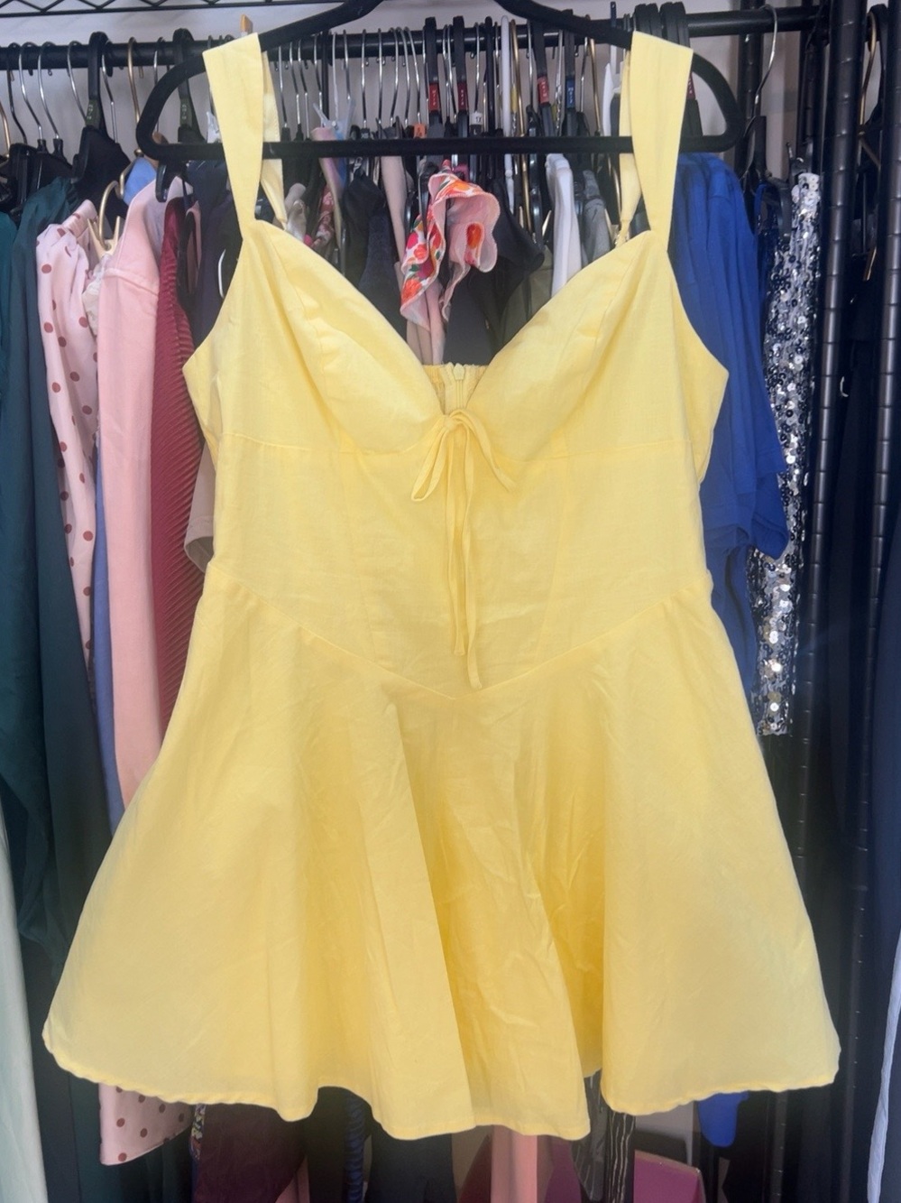 NEW Princess Polly ‘Little White Lies’ Mini Dress Lemon Yellow Cotton Size 12